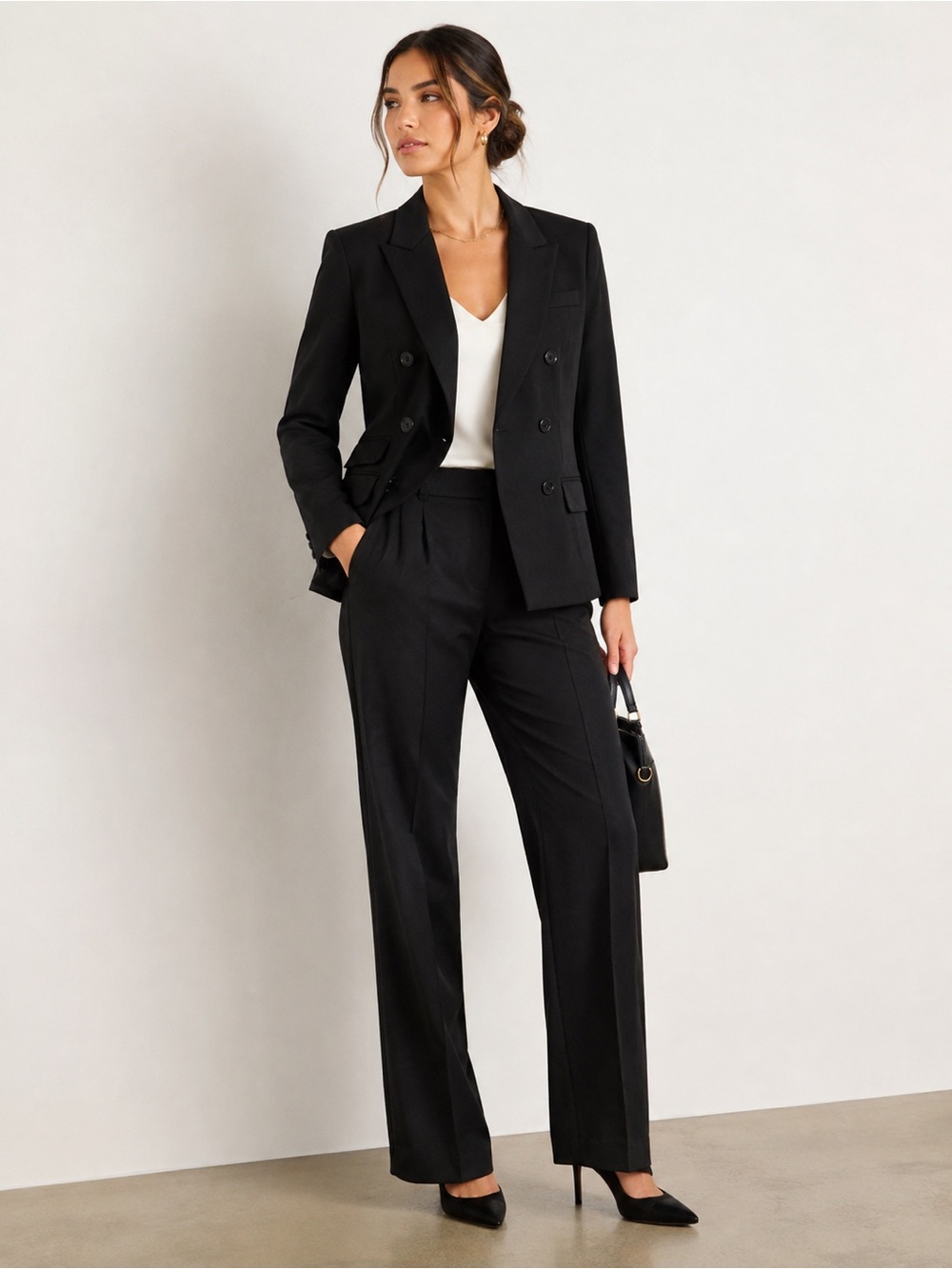 Express Blazer Womens 10 Black Double Breasted Peak Lapel Structured Jacket
